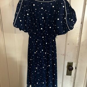Vintage Navy Blue Polka Dot Dress